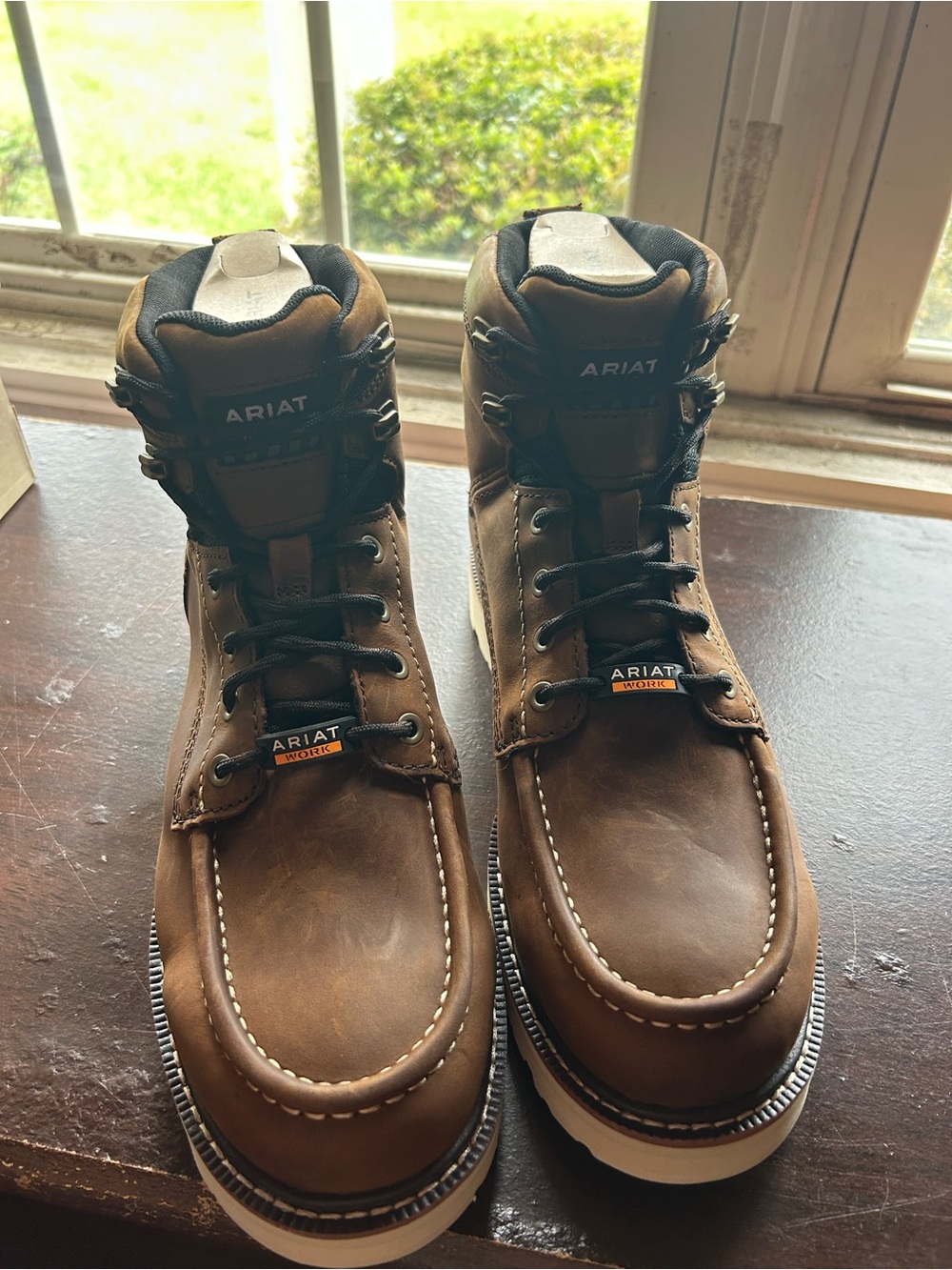 Ariat Men's Brown Lace-Up Moc Toe Work Boots